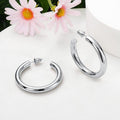 Large C Shape Metal Hoop Earrings, Korean Metallic Statement Ear Jewelry For Mature Women view 2