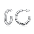 Large C Shape Metal Hoop Earrings, Korean Metallic Statement Ear Jewelry For Mature Women view 1