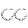 Large C Shape Metal Hoop Earrings, Korean Metallic Statement Ear Jewelry For Mature Women view 3