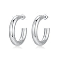 Large C Shape Metal Hoop Earrings, Korean Metallic Statement Ear Jewelry For Mature Women view 4