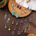 European American Vintage Ethnic Cat Eye Stone Heart Water Drop Bohemian Court Style Earrings view 2