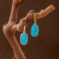 European American Vintage Ethnic Cat Eye Stone Heart Water Drop Bohemian Court Style Earrings view 3