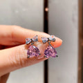 Japanese Korean Bow Heart Earrings, Petite Light Luxury Heart Pendant Drop Ear Jewelry view 1