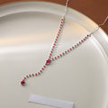 Korean Minimalist Geometric Round Zircon Pendant Necklace Pink Diamond Collarbone Chain For Women view 2