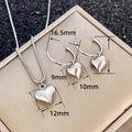 European American Vintage Heart Jewelry Set, Fresh Metallic Love Pendant Earrings And Necklace view 5
