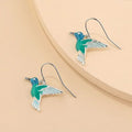 Blue Gradient Mini Hummingbird Necklace And Earrings Japanese Style Fresh Daily Jewelry Set view 3
