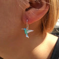 Blue Gradient Mini Hummingbird Necklace And Earrings Japanese Style Fresh Daily Jewelry Set view 6