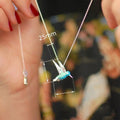 Blue Gradient Mini Hummingbird Necklace And Earrings Japanese Style Fresh Daily Jewelry Set view 4