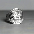 Creative Round Disc Carved Moon Ring In Thai Silver Color Indian Style Unisex Finger Jewelry view 1