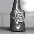 Creative Round Disc Carved Moon Ring In Thai Silver Color Indian Style Unisex Finger Jewelry view 2