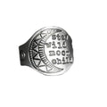 Creative Round Disc Carved Moon Ring In Thai Silver Color Indian Style Unisex Finger Jewelry view 5