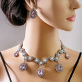 Luxury Water Drop Jewelry Set With Geometric Round Pearl Earrings And Elegant Flower Necklace view 4