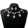 Luxury Water Drop Jewelry Set With Geometric Round Pearl Earrings And Elegant Flower Necklace view 5