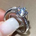 Realistic Snowflake Couple Wedding Ring Set, Six Prong Ceremony Rings For Valentine Gift view 4