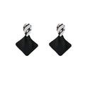 Elegant Vintage Wrinkled Alloy Studs With Black Geometric Diamond Irregular Dangle Earrings view 5