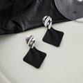 Elegant Vintage Wrinkled Alloy Studs With Black Geometric Diamond Irregular Dangle Earrings view 1