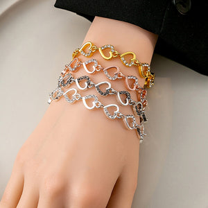 European American Fashion Heart Hollow Bracelet With Micro Pave Zircon Minimalist Jewelry