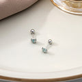 Elegant Mini Korean Silver Needle Pink Blue Moonstone Rhinestone Barbell Stud Fashion Earrings view 2