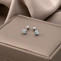 Elegant Mini Korean Silver Needle Pink Blue Moonstone Rhinestone Barbell Stud Fashion Earrings view 4
