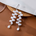 French Vintage Irregular Pearl Long Tassel Drop Earrings With Alloy Clip Elegant Luxury Women's Earrings view 2