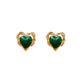 Elegant French Vintage Gold Alloy Wire Wrapped Enamel Heart Studs For Women Light Luxury Earrings view 5