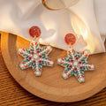 Christmas Santa Snowflake Gingerbread Acrylic Rhinestone Drop Dangle Elegant Holiday Stud Earrings view 3