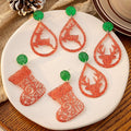 Christmas Santa Snowflake Gingerbread Acrylic Rhinestone Drop Dangle Elegant Holiday Stud Earrings view 2