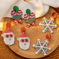 Christmas Santa Snowflake Gingerbread Acrylic Rhinestone Drop Dangle Elegant Holiday Stud Earrings view 1