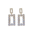 Copper Zircon Square Hollow Stud Earrings Korean Minimalist Light Luxury Geometric Style view 5