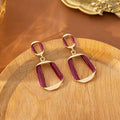 Elegant French Vintage Irregular Hollow Square Enamel Alloy Geometric Twisted Drop Earrings view 4