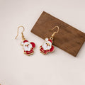 Christmas Santa Snowflake Drop Earrings, Candy Cane Bell Reindeer Christmas Hat Festive Ear Jewelry view 4