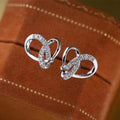 Light Luxury Wrapped Triangle Micro Pave Heart Stud Earrings, French Romantic Women Jewelry view 6