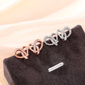 Light Luxury Wrapped Triangle Micro Pave Heart Stud Earrings, French Romantic Women Jewelry view 3