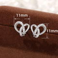 Light Luxury Wrapped Triangle Micro Pave Heart Stud Earrings, French Romantic Women Jewelry view 4
