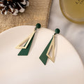 Elegant Korean Geometric Triangle Enamel Alloy Drop Dangle Earrings For Women Colorful Minimal Long Earrings view 3