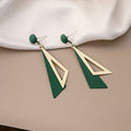 Elegant Korean Geometric Triangle Enamel Alloy Drop Dangle Earrings For Women Colorful Minimal Long Earrings view 4