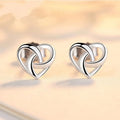 Korean Style Interwoven Clover Heart Stud Earrings, Simple Versatile Temperament Women's Ear Jewelry view 1