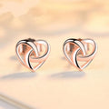 Korean Style Interwoven Clover Heart Stud Earrings, Simple Versatile Temperament Women's Ear Jewelry view 4