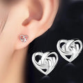 Korean Style Interwoven Clover Heart Stud Earrings, Simple Versatile Temperament Women's Ear Jewelry view 2