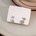 Korean Mini Heart Butterfly Zircon Rhinestone Silver Needle Four Piece Cartilage Stud Earrings view 1