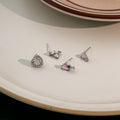 Korean Mini Heart Butterfly Zircon Rhinestone Silver Needle Four Piece Cartilage Stud Earrings view 2