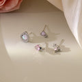 Korean Mini Heart Butterfly Zircon Rhinestone Silver Needle Four Piece Cartilage Stud Earrings view 4