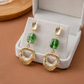 Vintage Irregular Round Alloy Drop Earrings With Wrinkled Gold Finish And Beaded Luxury Style Earrings view 4