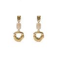 Vintage Irregular Round Alloy Drop Earrings With Wrinkled Gold Finish And Beaded Luxury Style Earrings view 5