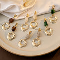 Vintage Irregular Round Alloy Drop Earrings With Wrinkled Gold Finish And Beaded Luxury Style Earrings view 1
