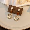 Vintage Irregular Round Alloy Drop Earrings With Wrinkled Gold Finish And Beaded Luxury Style Earrings view 2