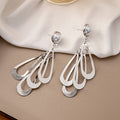 Elegant Pearl Stud Irregular Alloy Teardrop Fan Tassel Long Dangle Women's Luxury Statement Earrings view 3