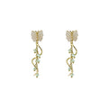 Elegant Korean Forest Style Enamel Butterfly Alloy Chain Tassel With Crystal Beads Long Drop Earrings view 5