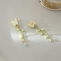 Elegant Korean Forest Style Enamel Butterfly Alloy Chain Tassel With Crystal Beads Long Drop Earrings view 4
