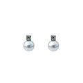 Elegant Minimalist Pearl Ball Studs With Rhinestone Accent, Silver Needle Daily Commuter Jewelry Earrings view 5